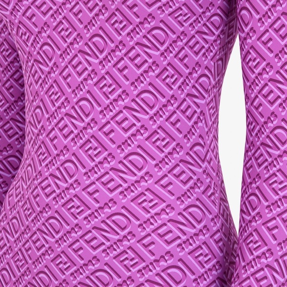 Fendi X SKIMS Crewneck Full 1pc Jumpsuit BodySuit COLORADO Purple Size 2X - Picture 4 of 4